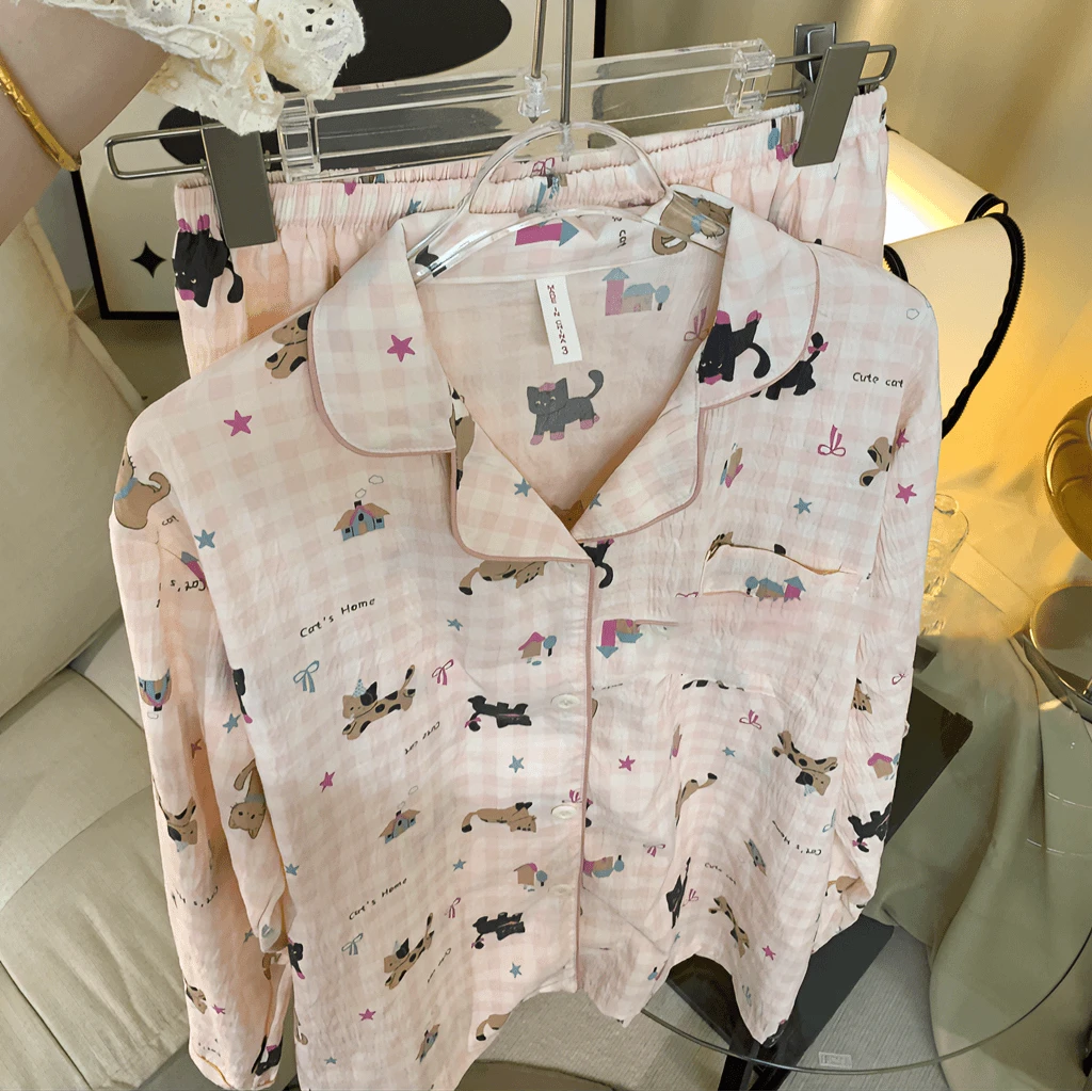 云朵棉睡衣女款爆款2024新款春秋款长袖套装卡通可爱家居服出门款