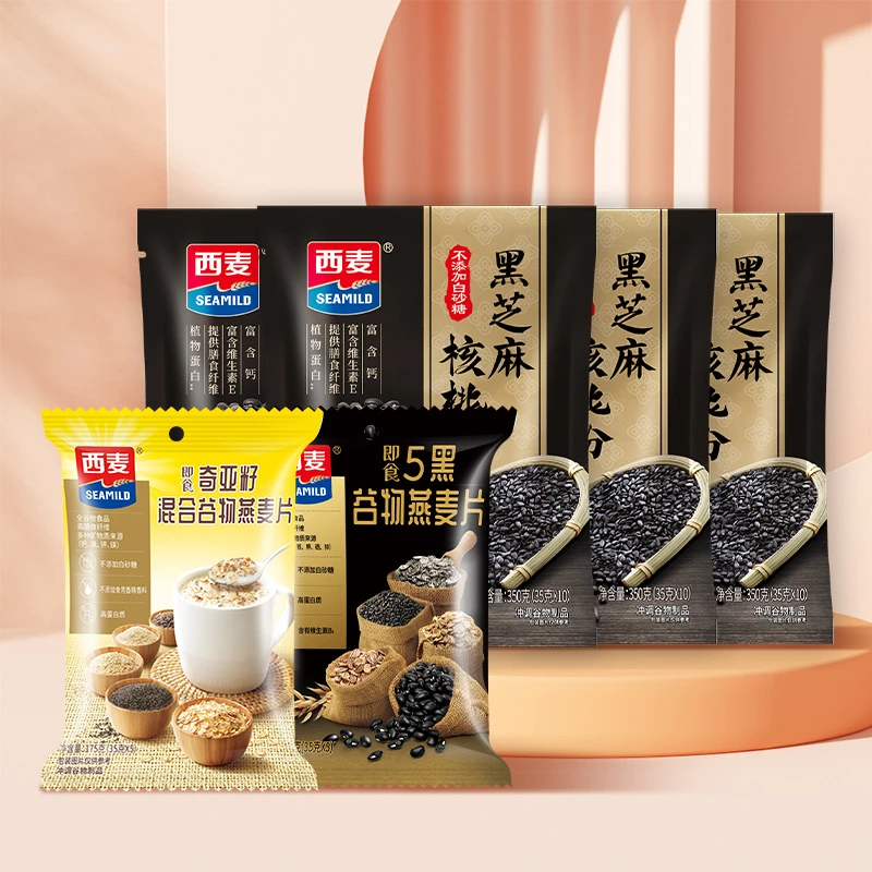 【最早2025年2月到期】西麦黑芝麻核桃粉*4+奇亚籽*1+五黑*1