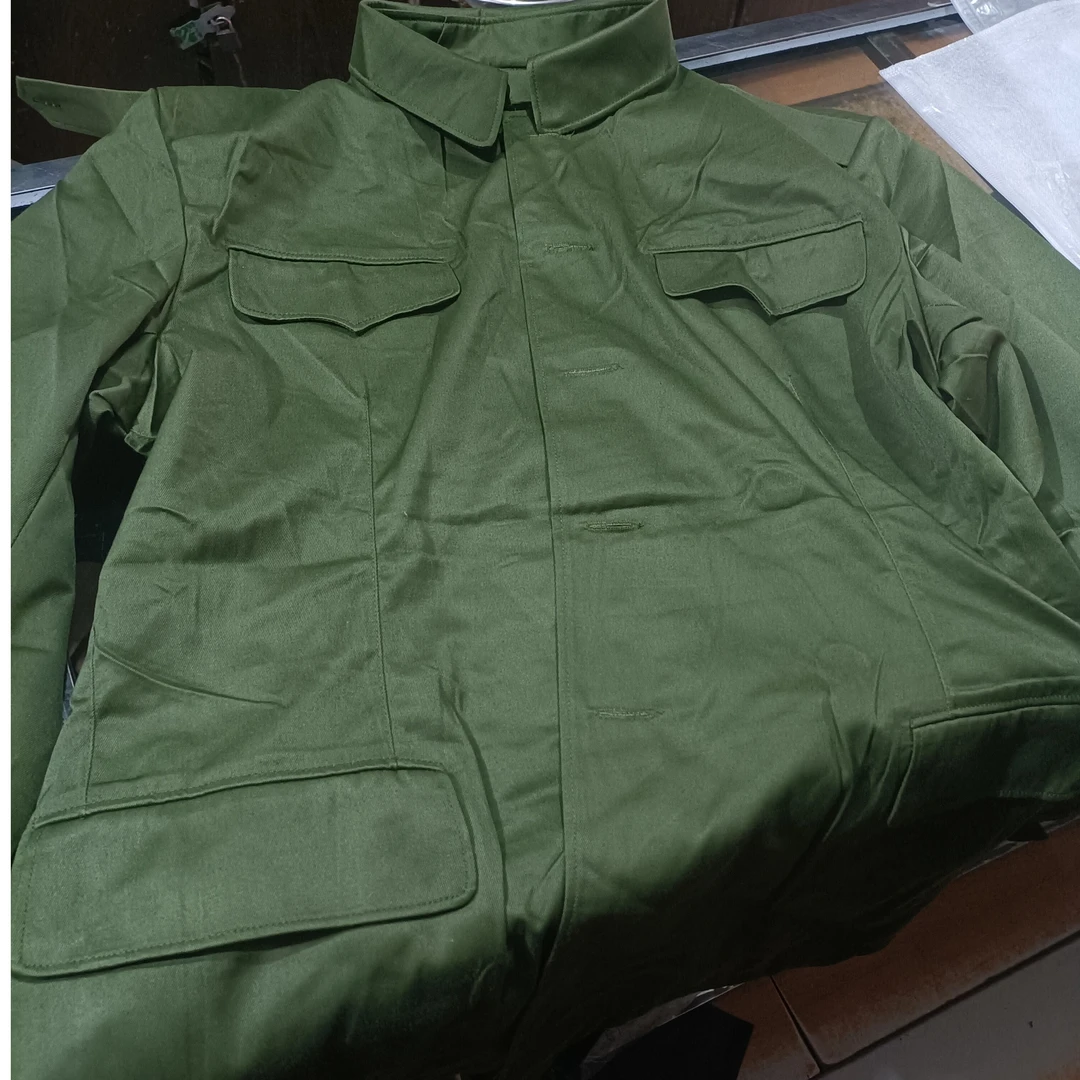 男式涤卡冬装单层上衣黄外套冬装单件上衣暗兜外套干款套棉袄大码