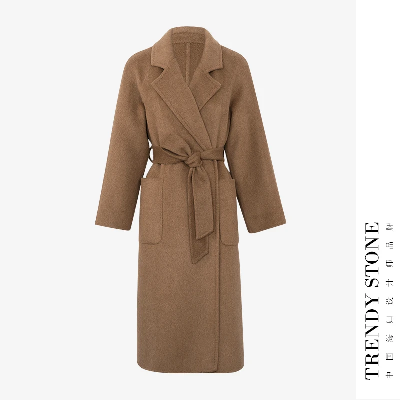 潮石新款100%骆驼绒大衣T64319530