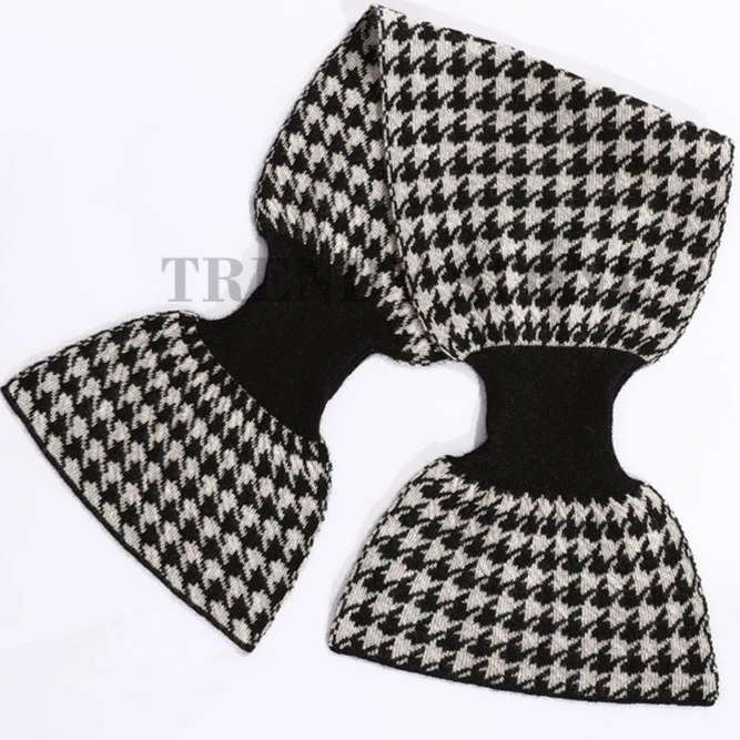 潮石时尚百搭山羊绒糖果简约风千鸟格围巾T43PW9320