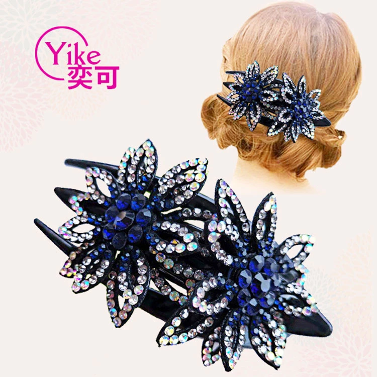 盘头发抓夹盘发鸭嘴夹韩式水晶燕尾发夹发卡韩版百搭简约成人气质
