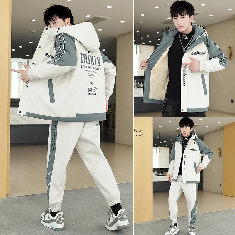 青少年外套男冬季加绒加厚夹克男初高中学生休闲运动冬装穿搭衣服