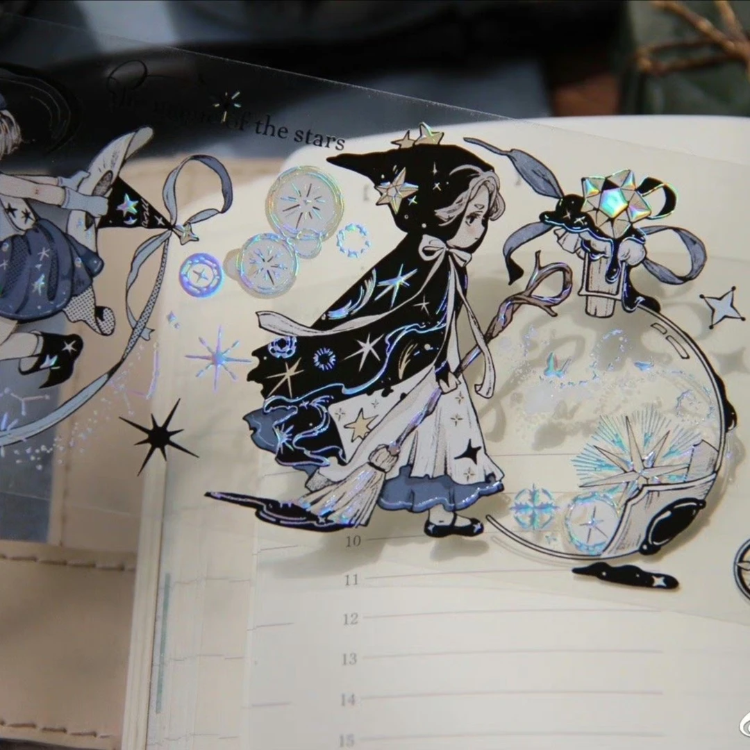 【满68包邮】野柚家｜见习魔女盐系可爱小女孩手帐胶带分手帐PET