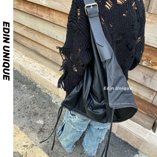 EDIN UNIQUE【一丁】小众托特包欧美时尚黑色单肩包网红慵懒ins