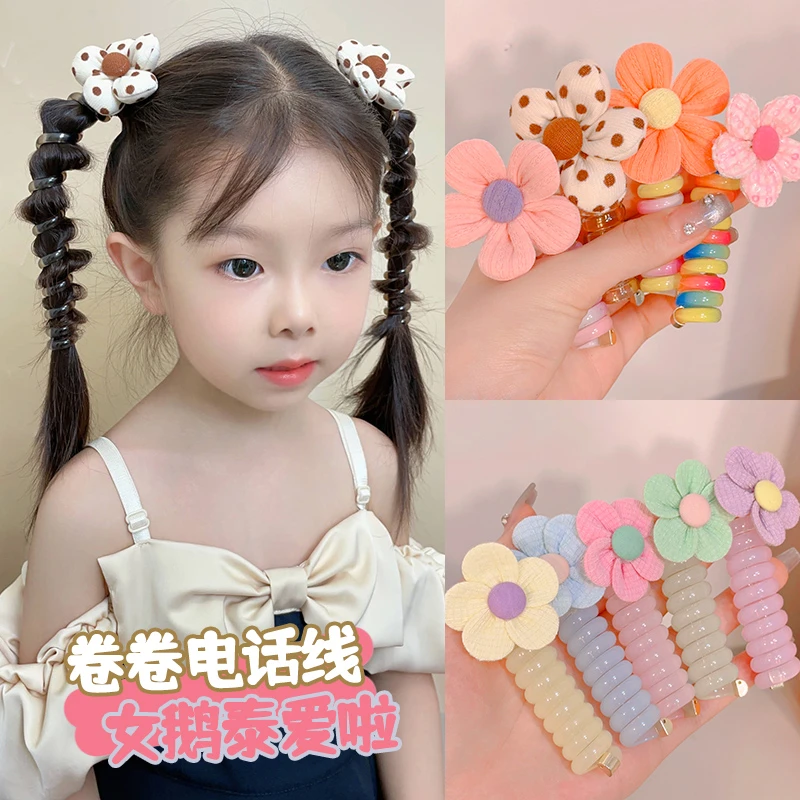 银迈卡通夏季电话线发圈女童不伤发可爱儿童扎马尾泡泡辫编发神器