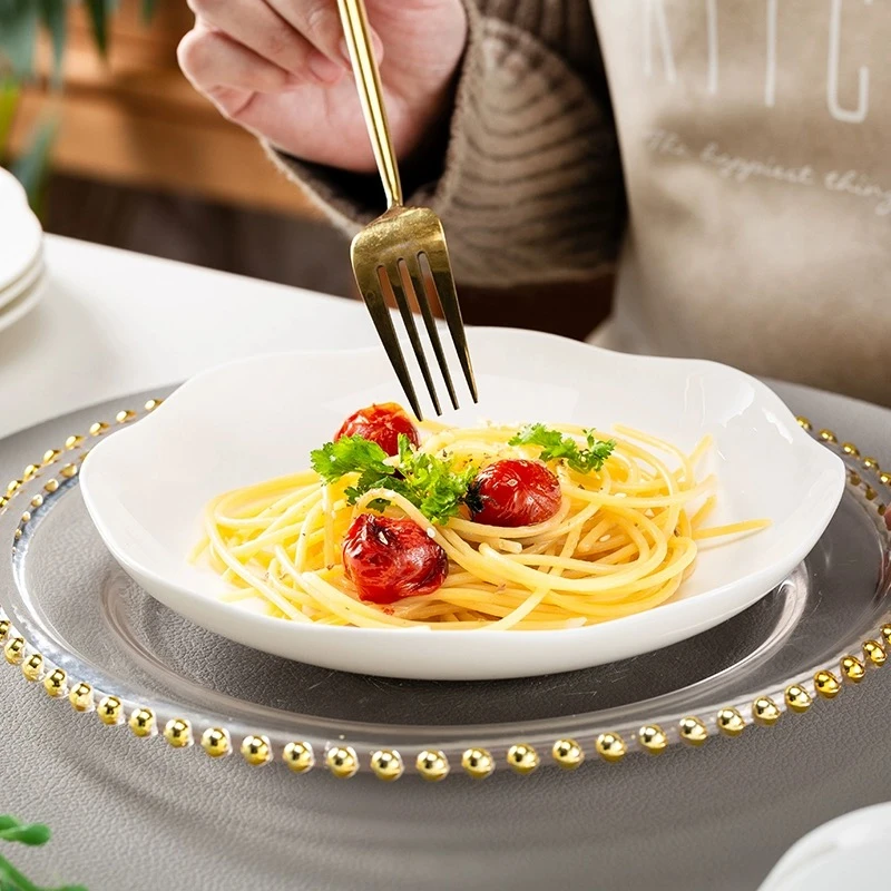 景德镇骨质瓷白瓷家用碗盘简约盘子餐具炒菜盘陶瓷深盘异形餐盘