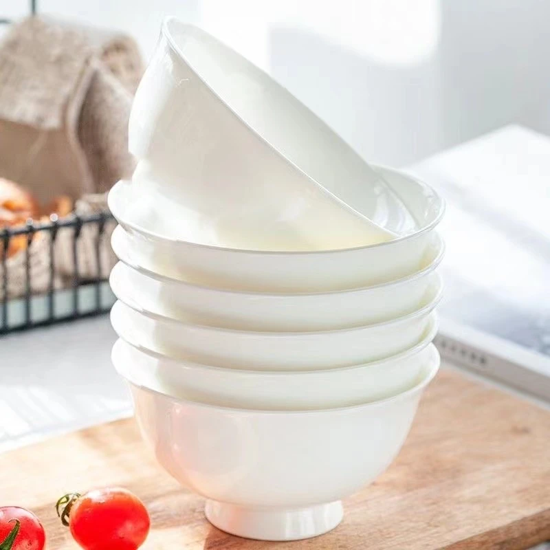 5英寸高脚碗 景德镇纯白骨瓷饭碗陶瓷家用吃饭碗防烫高脚