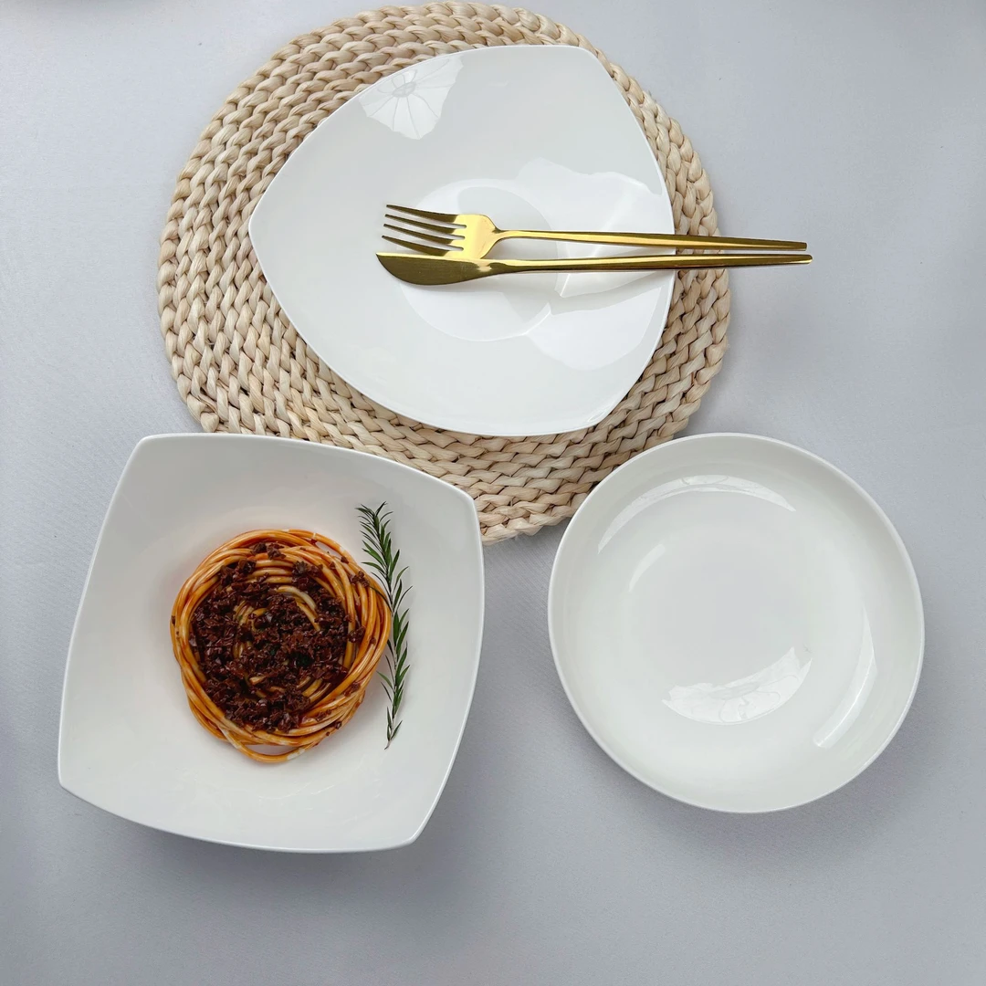 【7英寸异形盘组合】纯白骨瓷盘家用欧式简约不规则盘中餐西餐盘