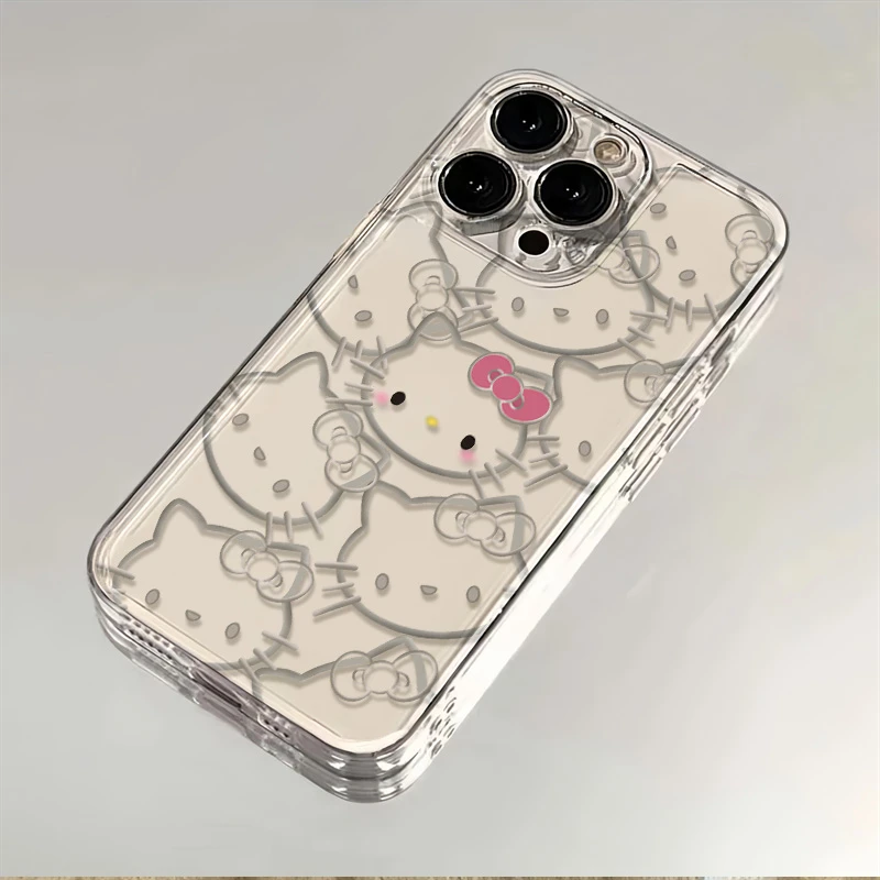 线条KT猫苹果15ProMax简约14透明13个性iPhone12防摔创意XS手机壳