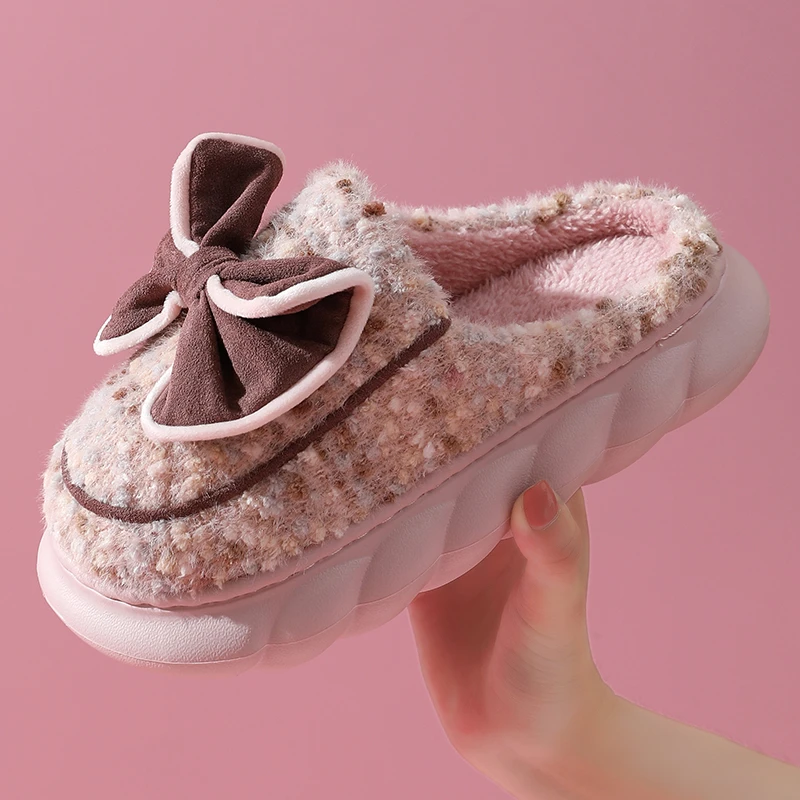 粉丝福利冬季家用厚底防新款毛绒家居保暖情侣拖鞋男爆款加绒包跟