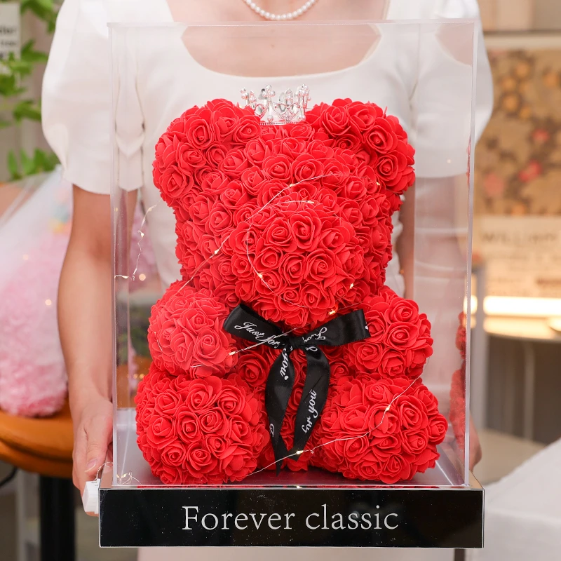 高端亚克力礼盒永生花玫瑰熊独角兽七夕情人节送女友老婆生日礼物
