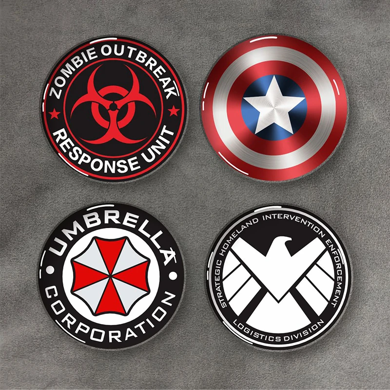 漫威主题队长盾牌3D立体车贴生化危机汽车装饰贴电动摩托车滴胶贴