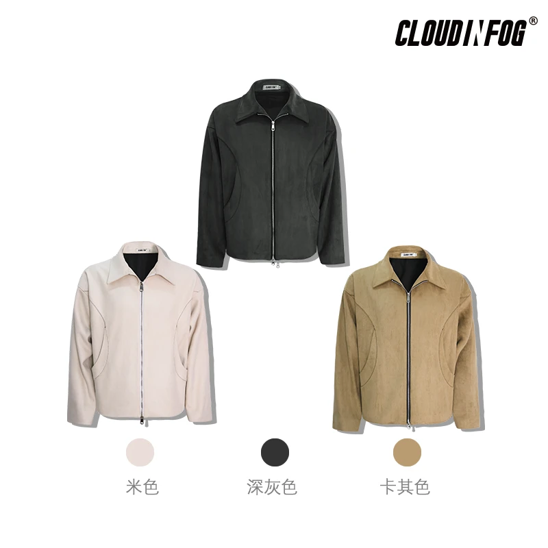 【CIF麂皮夹克】2024SS男士复古CLEANFIT百搭潮流麂皮长袖圆割外套