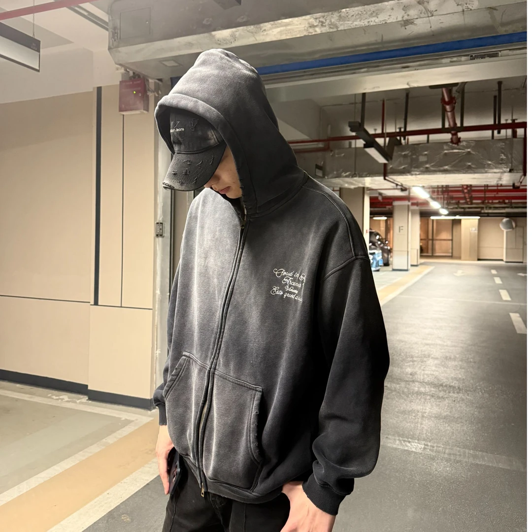 【CIF 24AW 喷染开衫卫衣】秋季cleanfit舒适保暖喷染刺绣开衫卫衣