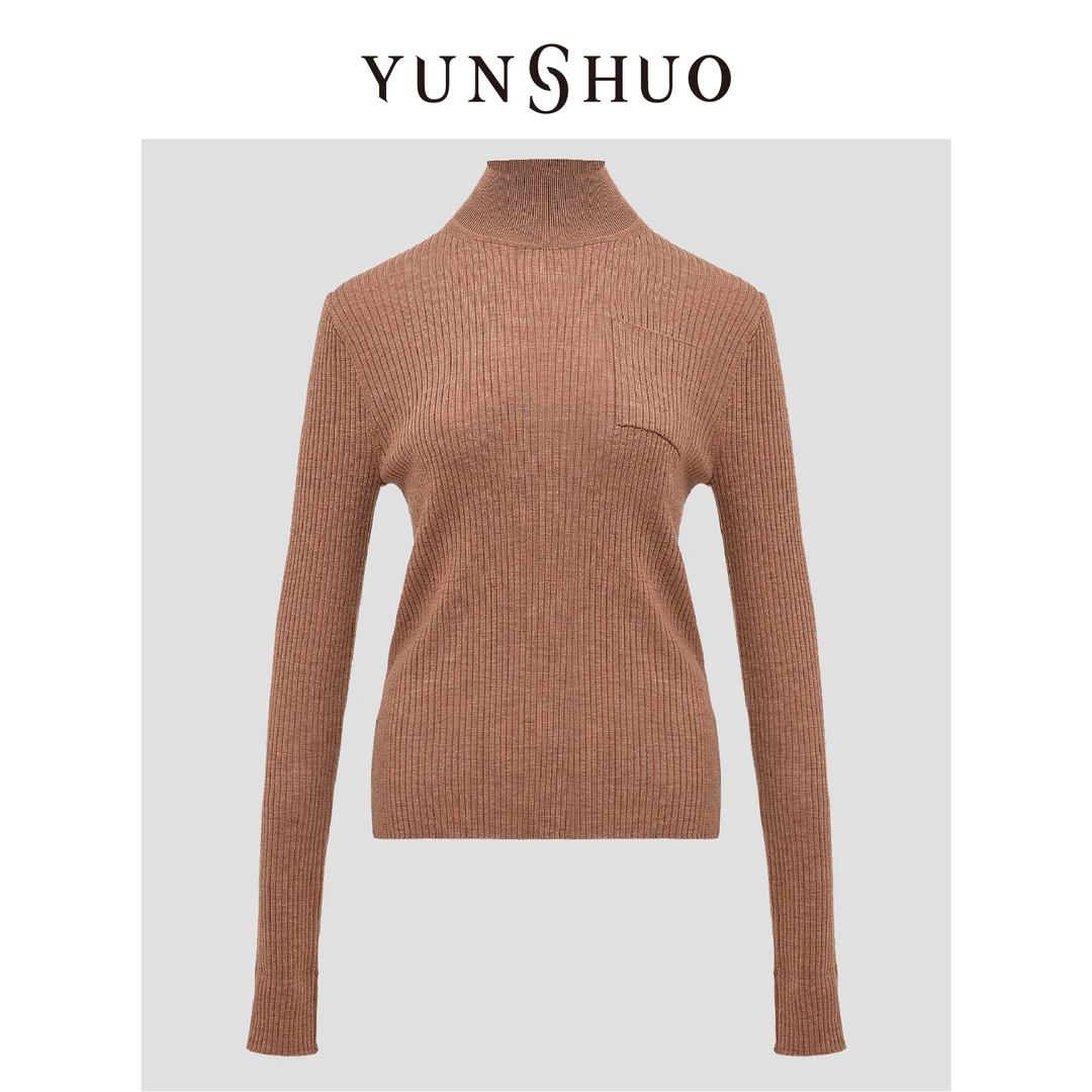 YUNSHUO允硕秋冬新品时尚百搭休闲中高领气质修身套头毛衫739526
