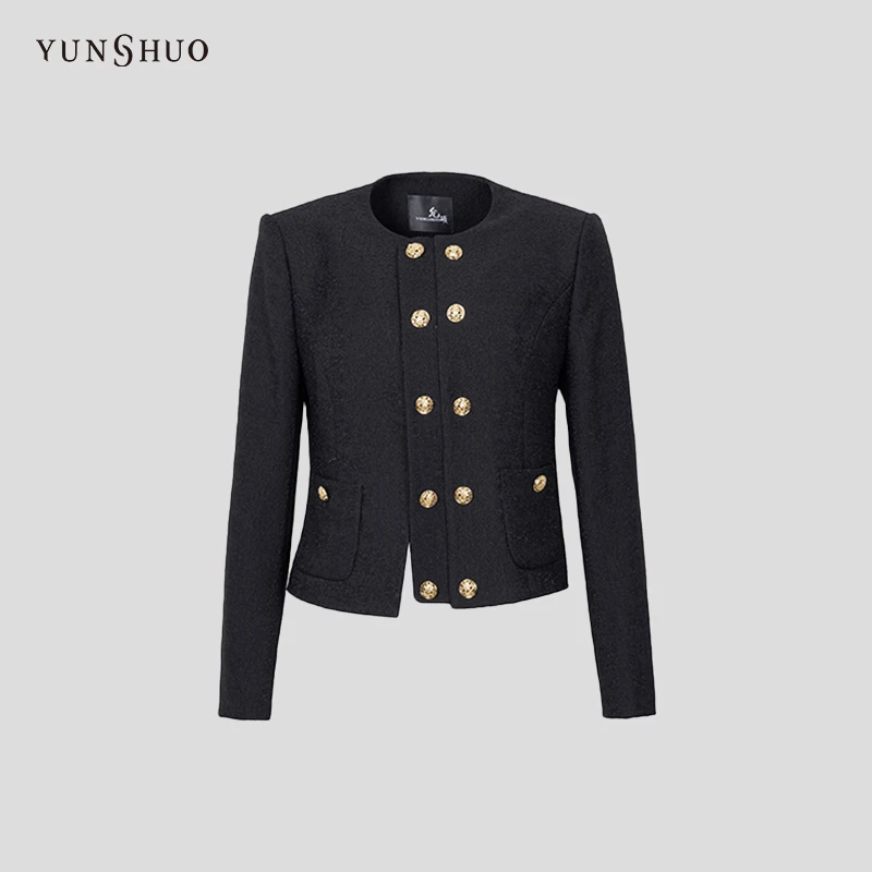 YUNSHUO 允硕新款简约经典名媛精致双排扣财阀小香外套 455322
