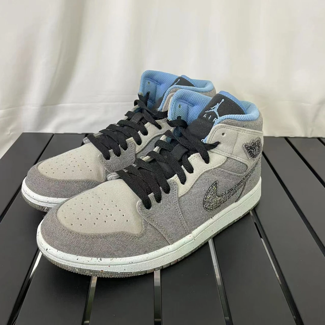 41码公价1k AJ 1 织物复古篮球鞋灰黑蓝
