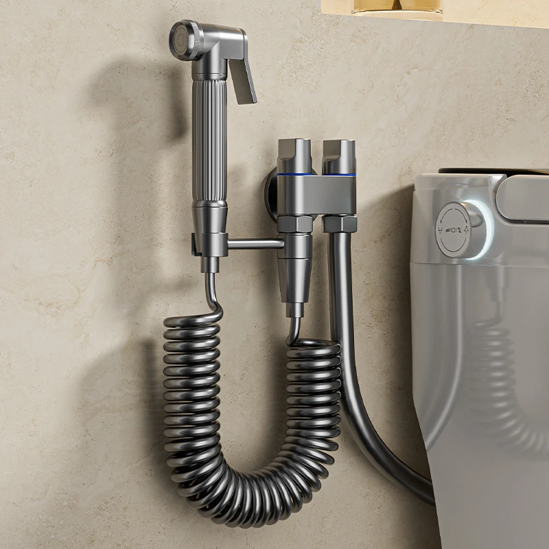 马桶喷枪卫生间水枪伴侣水龙头冲洗器喷头拉伸妇洗器陶瓷增压双控