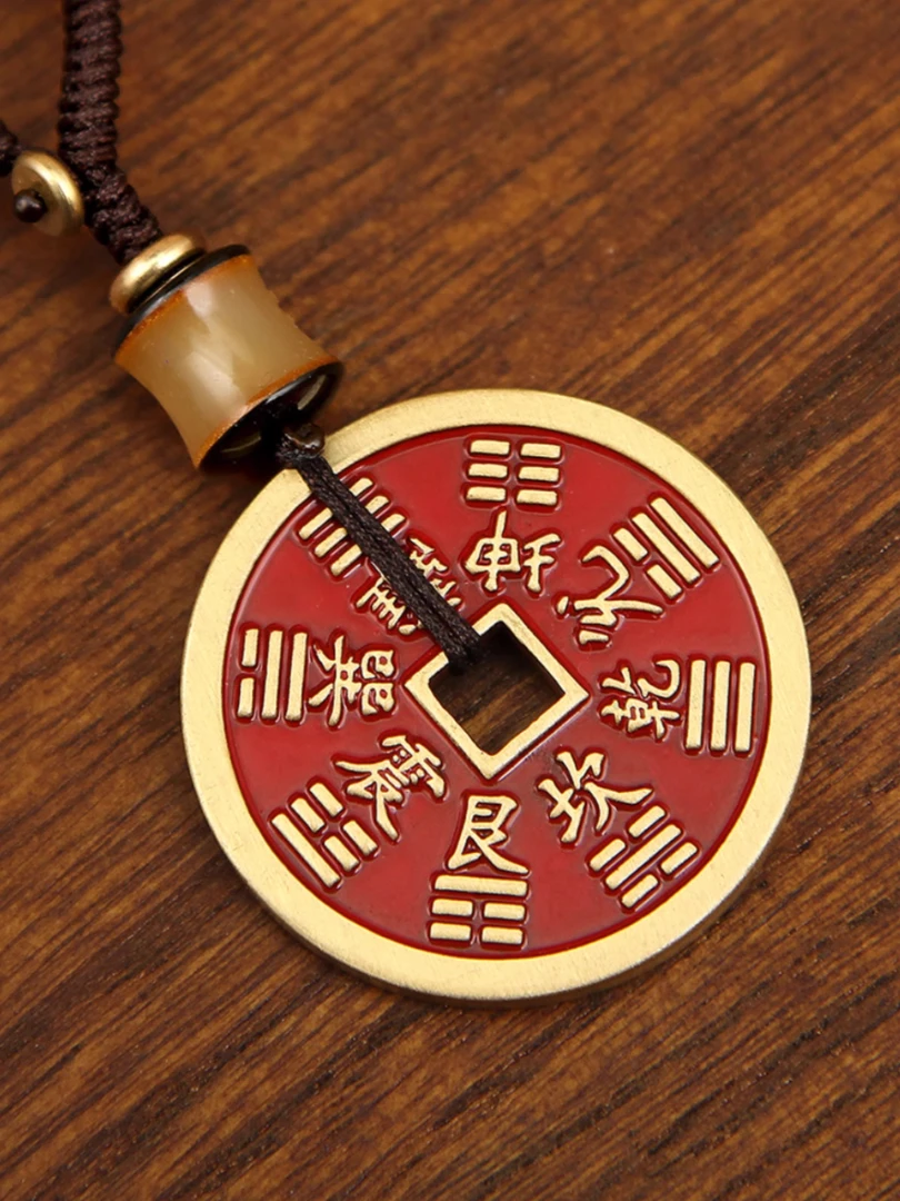 山鬼花钥匙扣挂件山鬼钱黄铜金刚结绳红油吊坠链