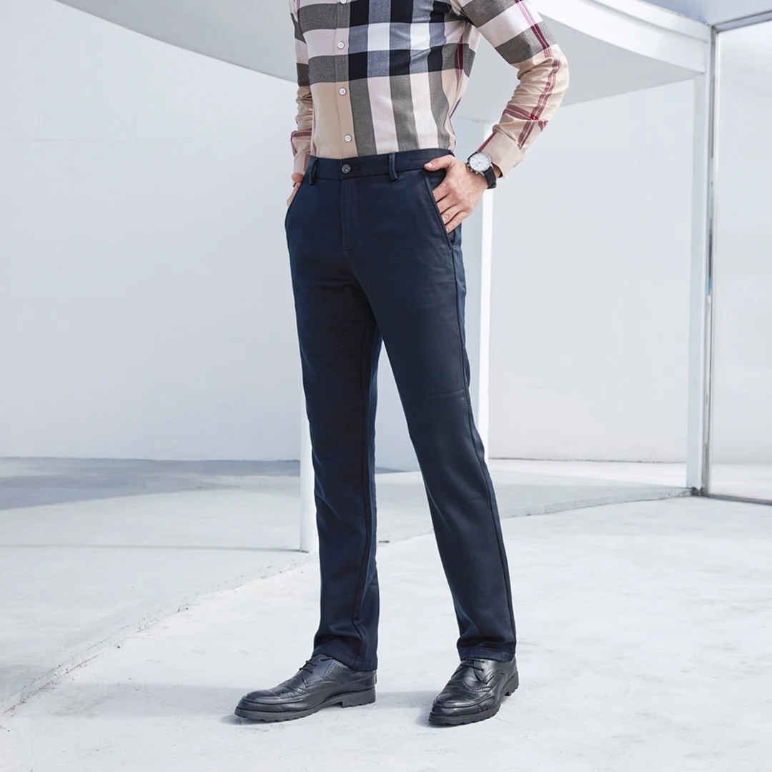 FORTEI/富鋌冬款加绒保暖直筒男士商务休闲裤23121202