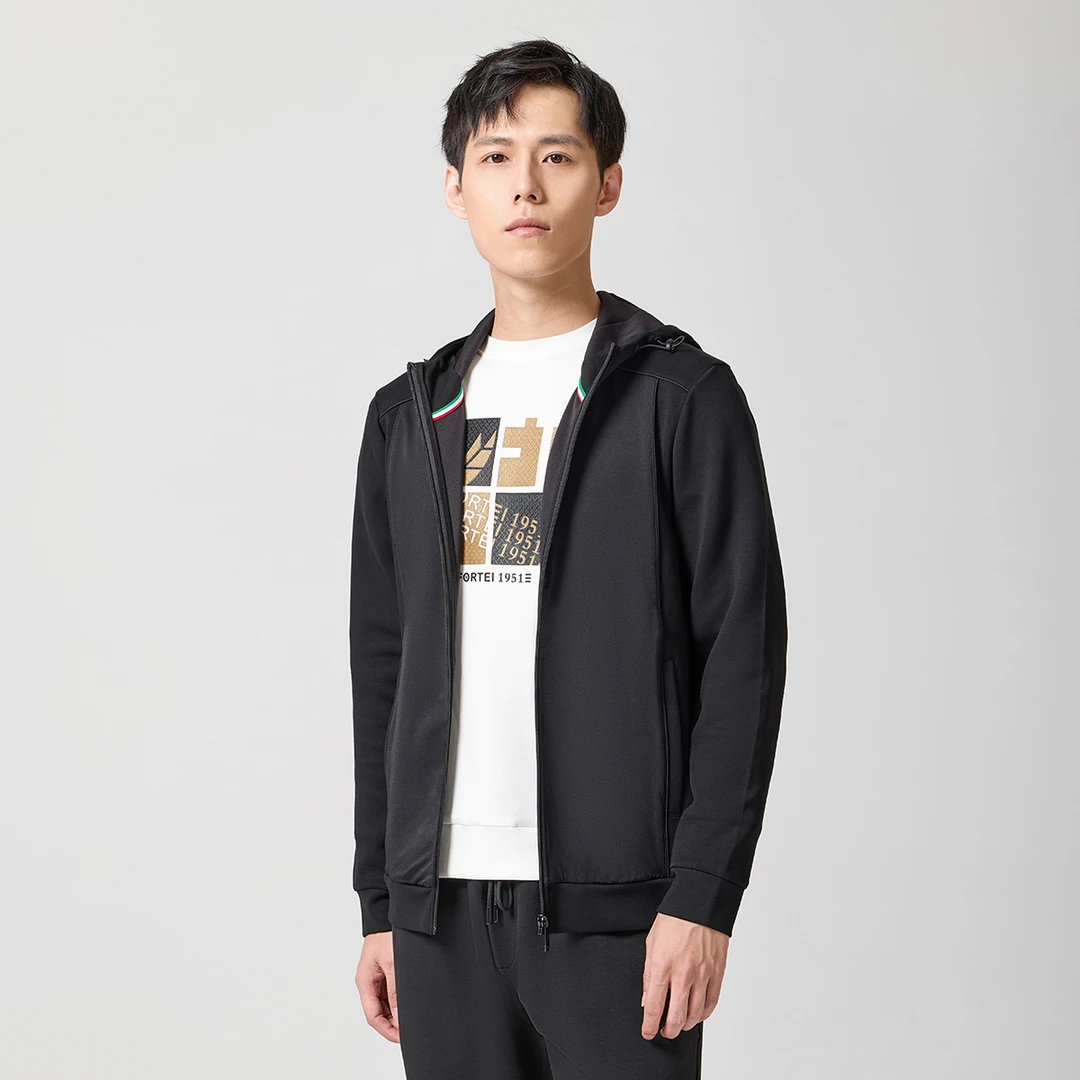 FORTEI/富鋌【减龄连帽】秋冬款经典拉链男士运动休闲外套2219001