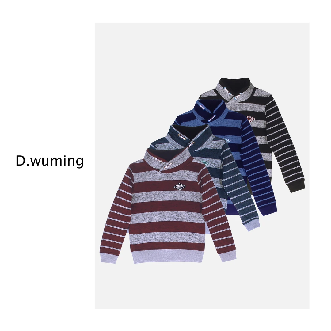 条纹卫衣男童女童绒衫休闲百搭秋冬加绒保暖套头百搭TZ-1040