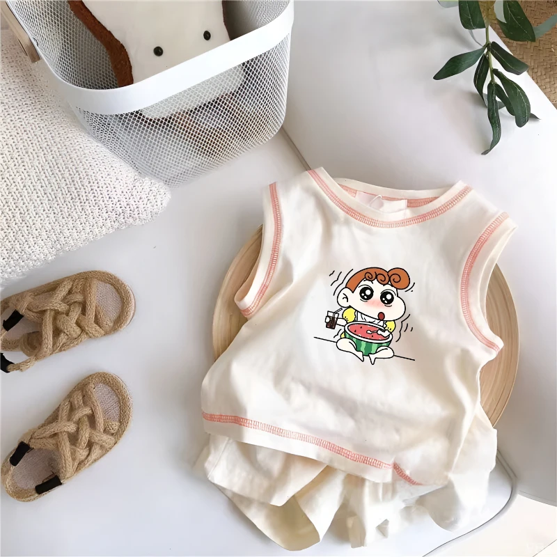 男童装套装两件套短袖t恤女宝宝小婴儿可爱夏季新款无袖卡通印花