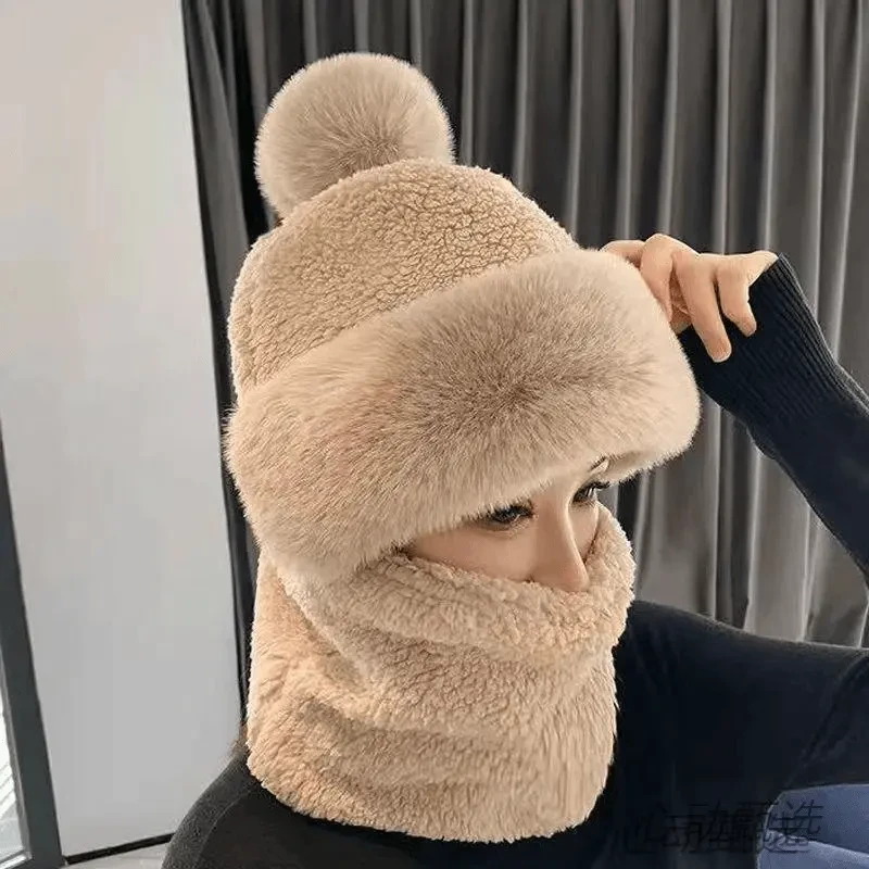 帽子女秋冬款加绒加厚骑车防风防寒围脖口罩一体保暖护耳YTC
