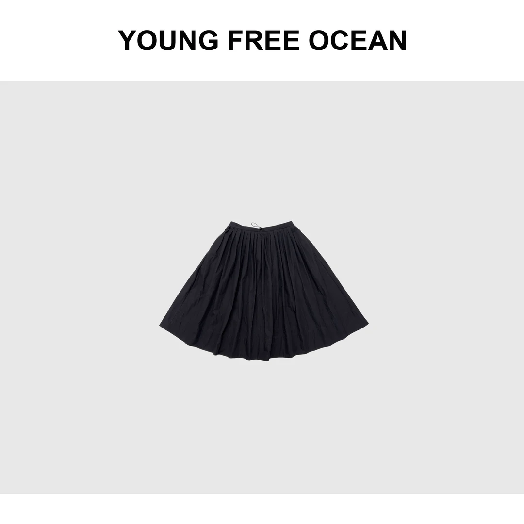 YOUNG FREE OCEAN2024秋款 松紧腰抽绳百褶伞裙V7247