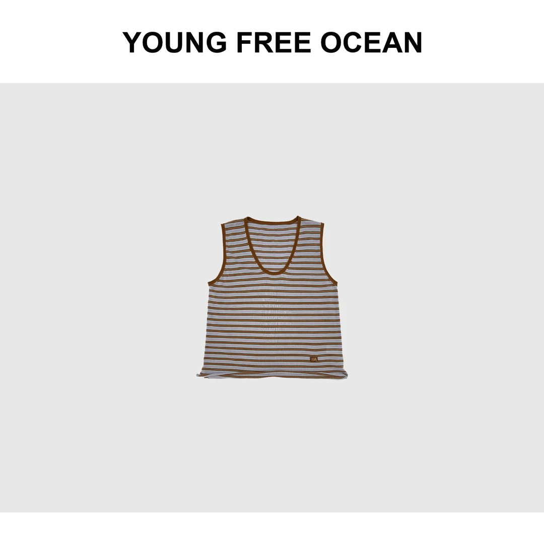 YOUNG FREE OCEAN2024夏款 纱织条纹卷边百搭背心