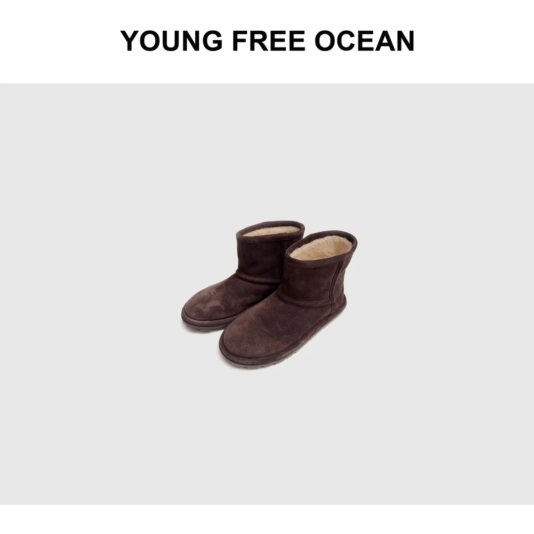 YOUNG FREE OCEAN2024冬款 中筒加厚保暖平底雪地靴80018