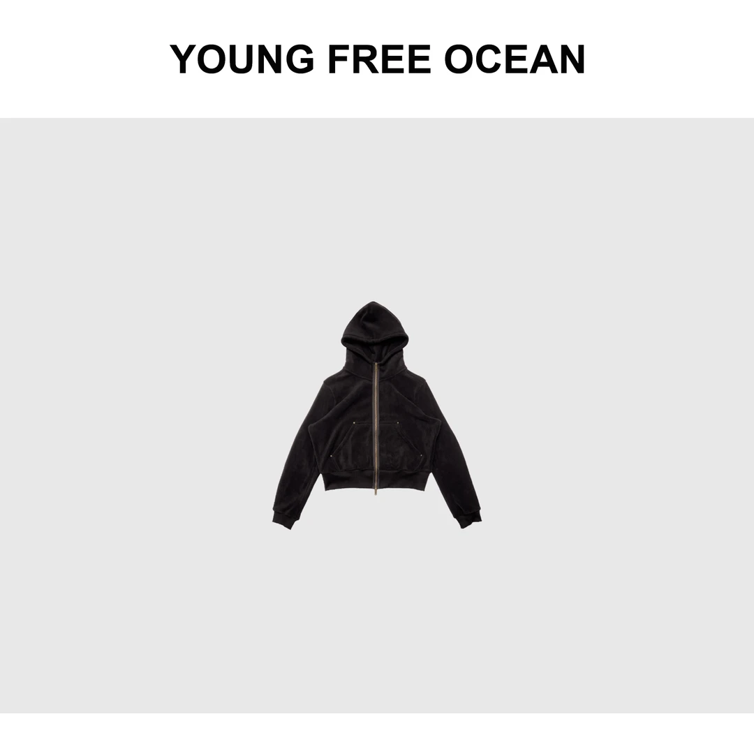 YOUNG FREE OCEAN2024冬款 高密摇粒绒连帽拉链外套JX124