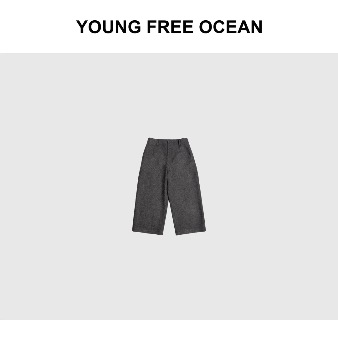 YOUNG FREE OCEAN2024冬款 呢子九分宽直筒裤8116