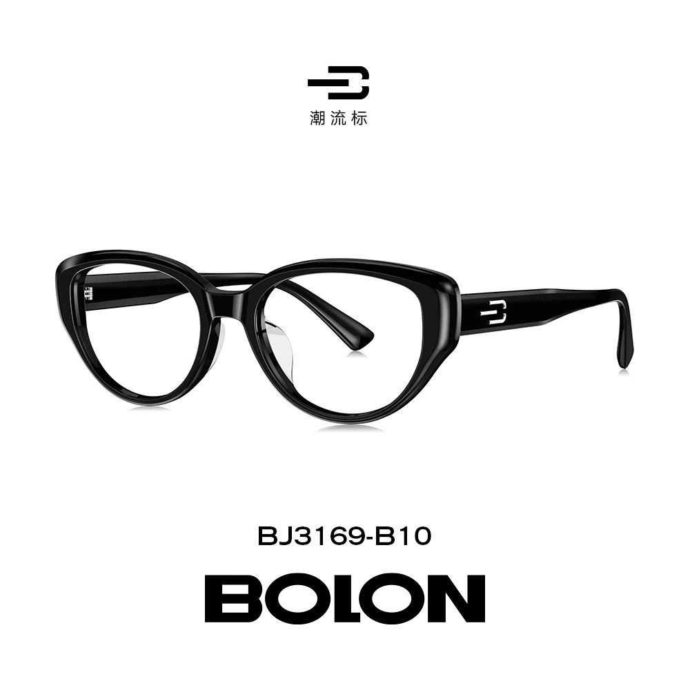 BOLON/暴龙窄框个性猫眼型光学镜BJ3169黑框超轻复古时尚网红眼镜