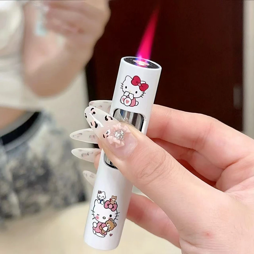 可爱草莓熊充气防风打火机卡通粉焰炫酷夜光创意男女友礼物