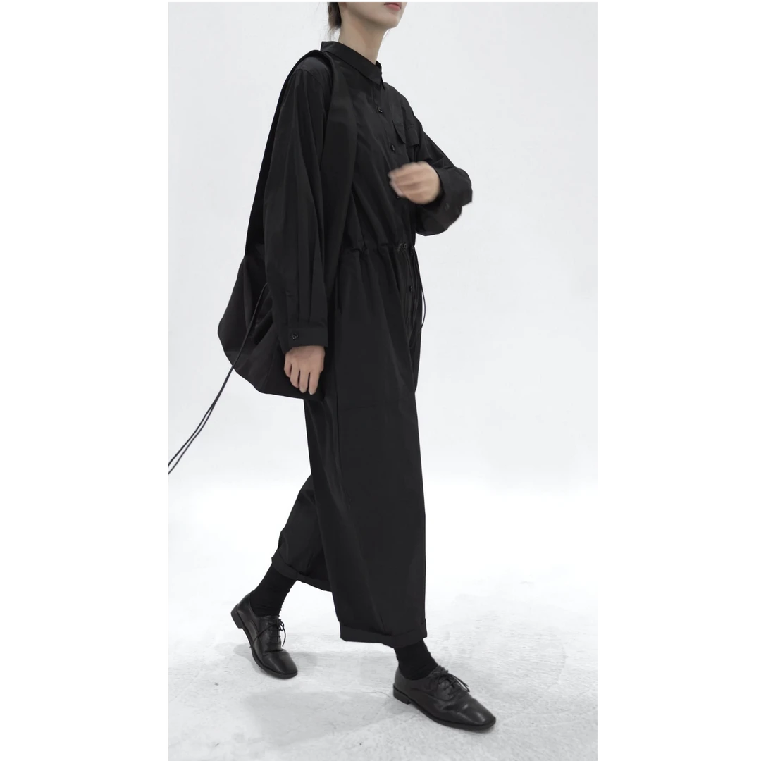 XFX/新品暗黑小众设计感工装宽松连体衣女春秋个性阔腿连体裤套装