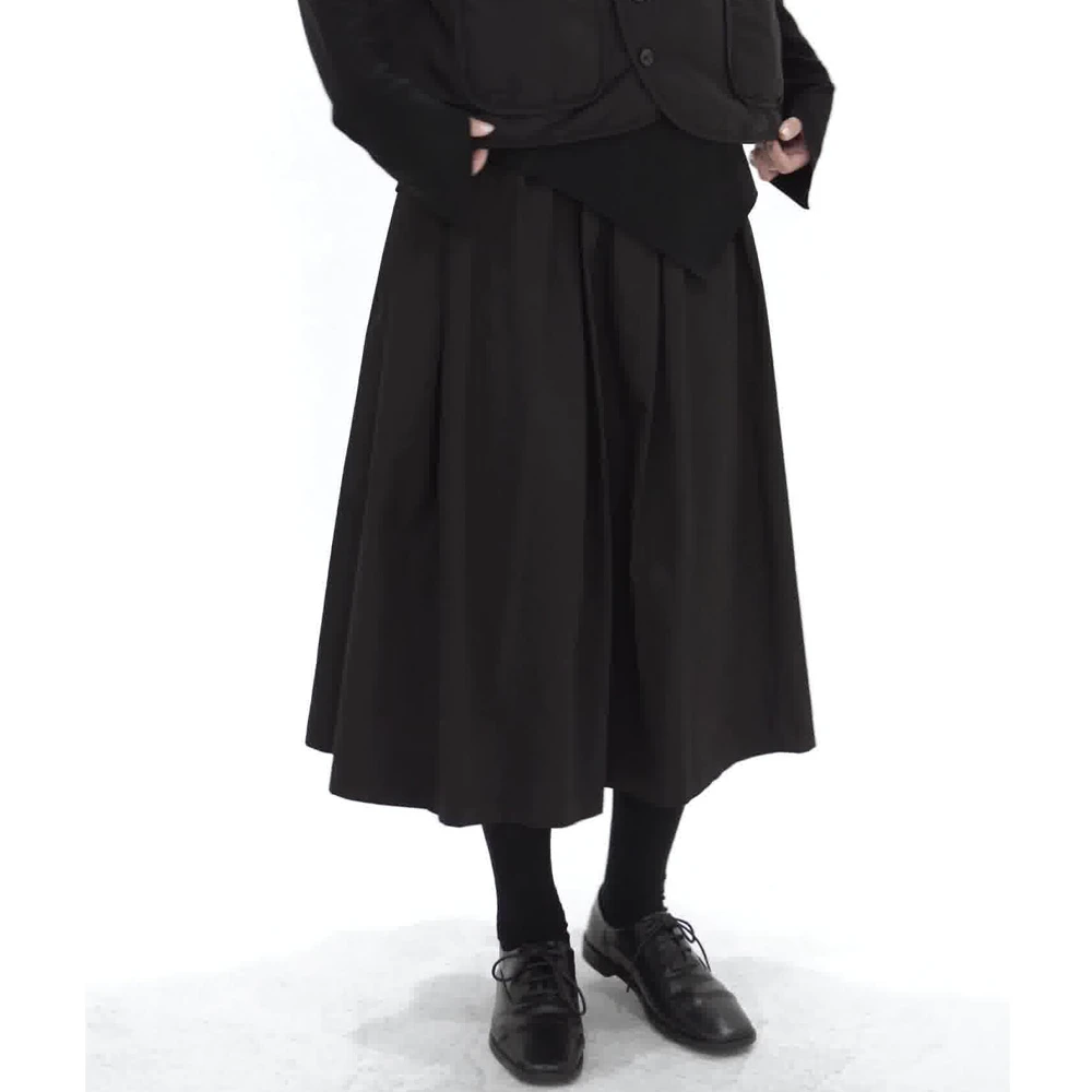 新品【秋日仙裙】a字高腰中长裙简约黑白色伞裙蓬蓬裙大码半身裙