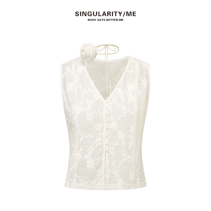 Singularity Me 1652【暗玫苍兰】美式复古蕾花精工刺绣马甲