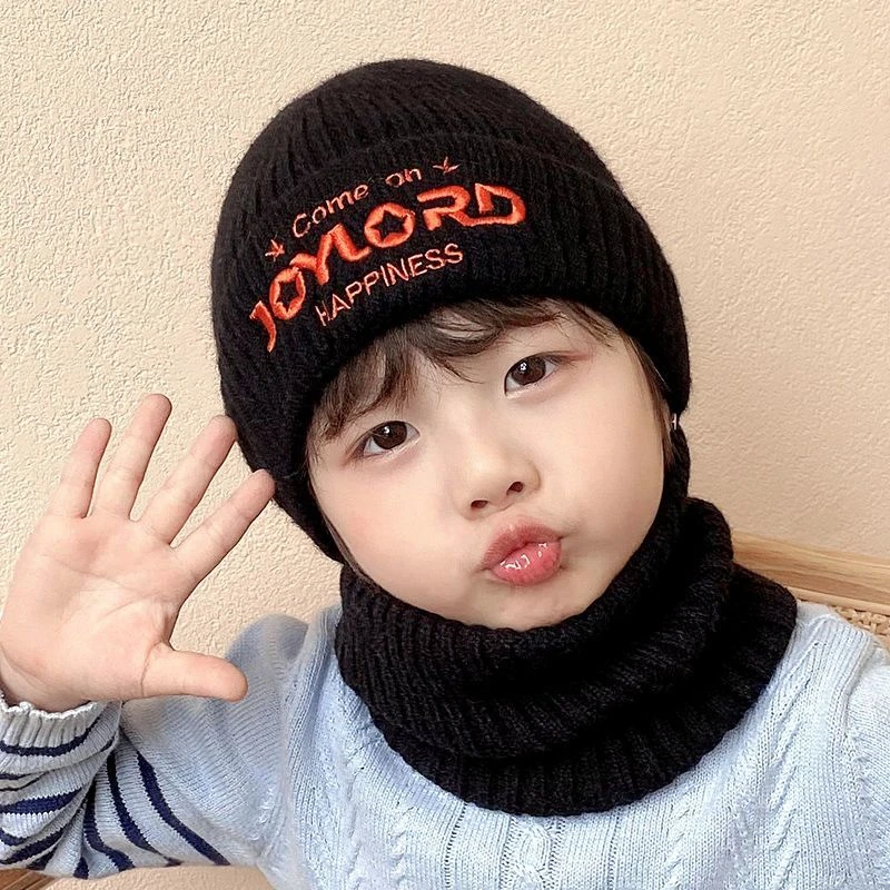 儿童帽子秋冬两件套围脖男童女童加厚2-8岁保暖宝宝护耳帽子防寒