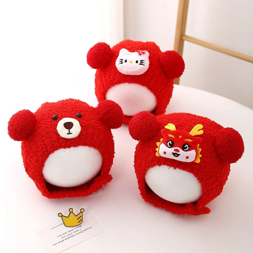 秋冬婴儿帽子婴幼儿秋冬季男女包头帽女童毛绒帽宝宝护耳新年喜庆