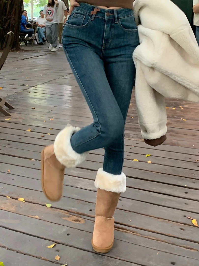 【迷醉森林】秋冬韩版修身小脚牛仔女休闲高腰显瘦铅笔裤80209