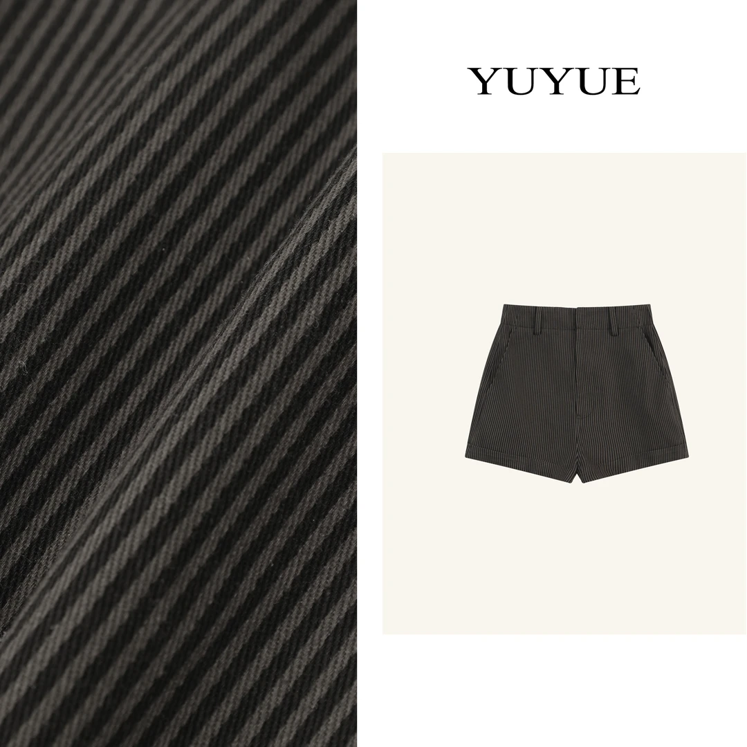 【旧夜于野】时尚百搭条纹高腰短裤夏季休闲裤设计感修身短裤81105
