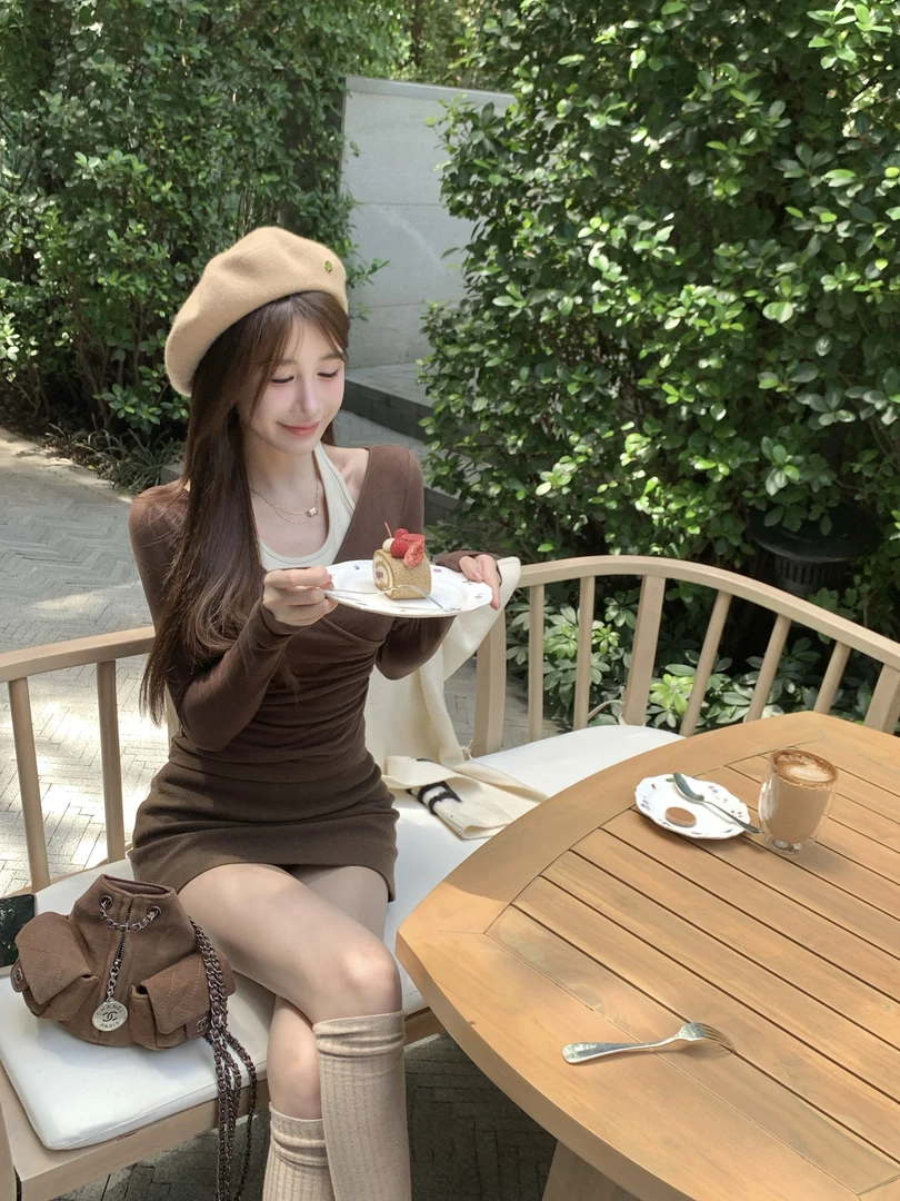 【自在简括】休闲风假两件上衣女气质显瘦T恤小众百搭长袖上衣81305