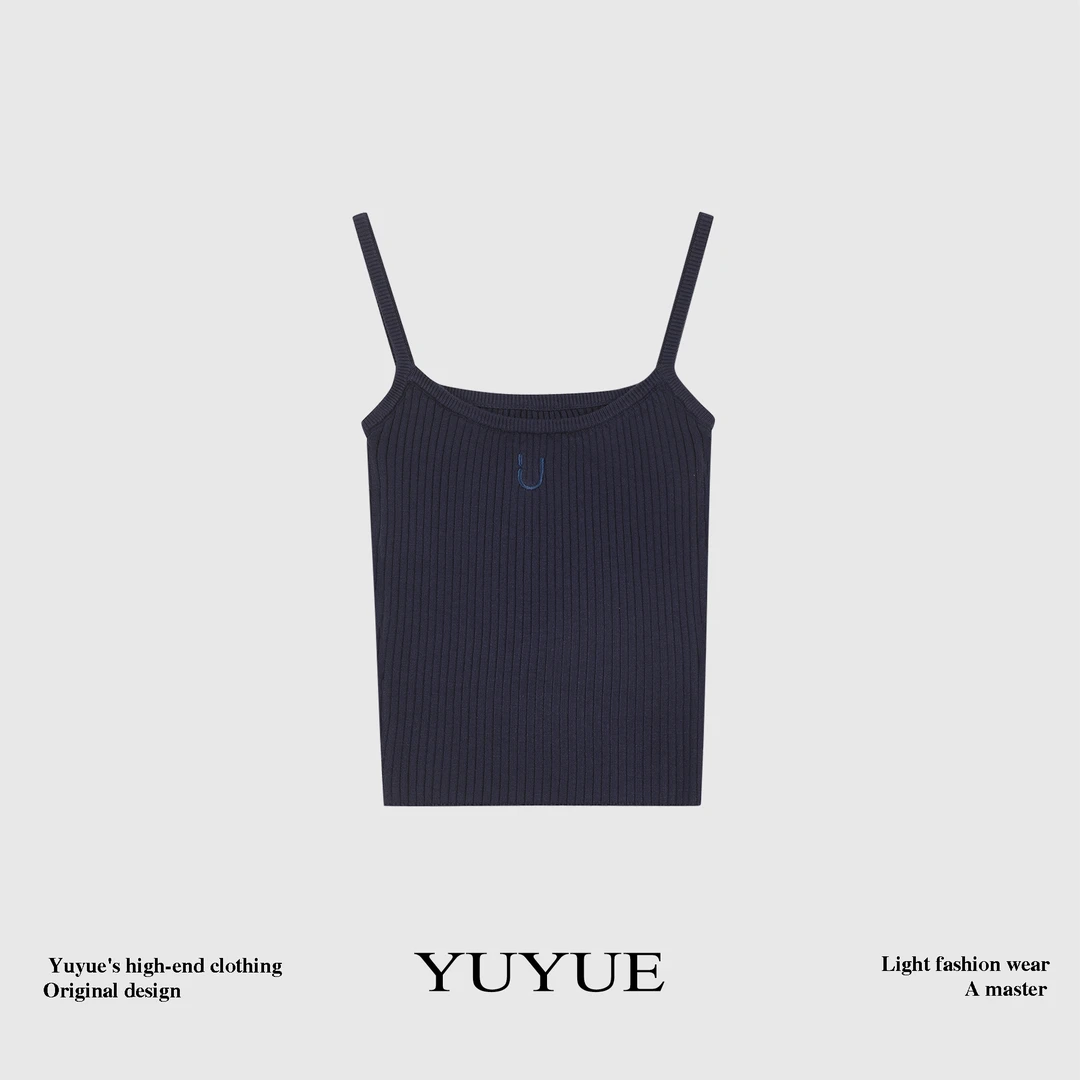 【百利甜酒】夏季纯欲辣妹不规则针织吊带女U领海边度假风上衣80815