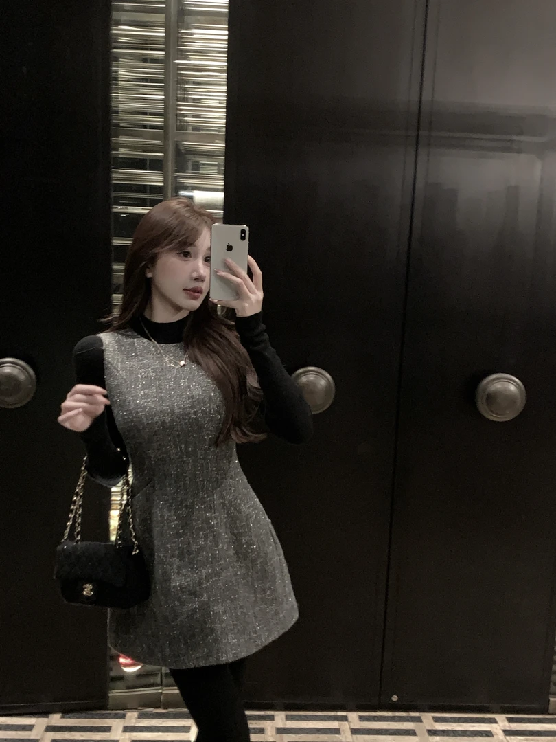 【布拉安妮】气质轻奢小香风连衣裙时尚复古收腰无袖中长裙81523