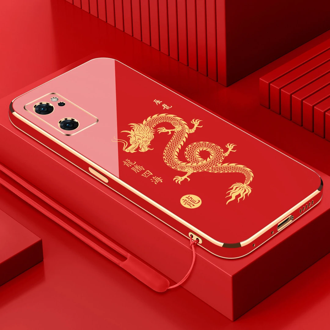 电镀龙腾四海适用OPPOReno7壳龙年创意新款reno7全包防摔手机壳