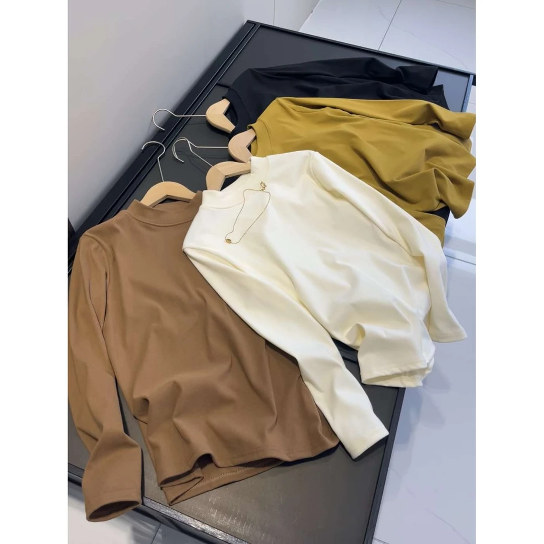 半高领德绒打底衣女2024春秋新款内搭绒衫纯色长袖T恤