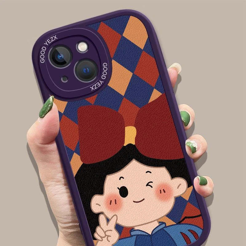 比耶公主苹果15手机壳iPhone15Pro/15ProMax小羊皮苹果15Plus软壳