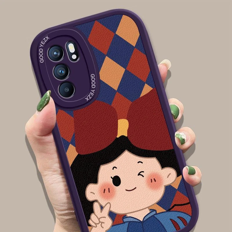 比耶公主OPPOReno6手机壳Reno6Pro/6Pro+卡通小羊皮硅胶防摔软壳